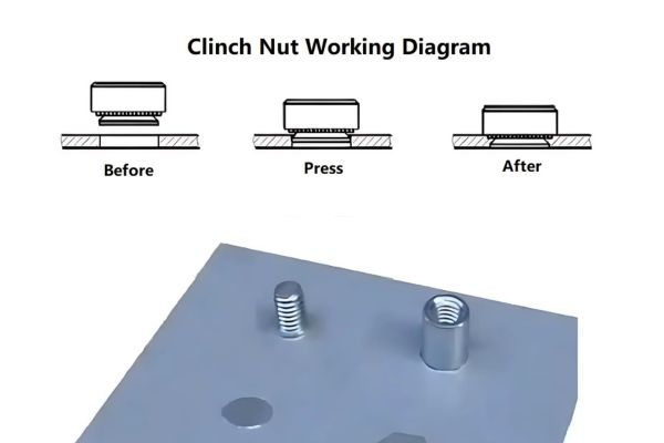 Clinch nut installation process alt with clinch nut installation
